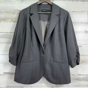 Studio by Torrid Womens Gray Ruched Sleeve Blazer Jacket Size 3, 22/24
